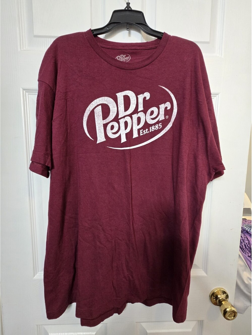 Dr Pepper Bioworld T Shirt Mens XXL 2XL Maroon Distressed Vintage Logo Est 1885